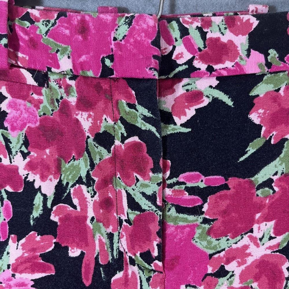 Talbots Ankle Pants Womens‎ Heritage Size 6 Curvy Black Floral Denim Pink Black - Picture 3 of 12